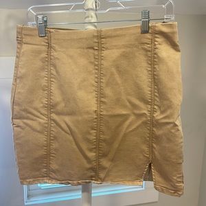free people tan mini skirt, size large